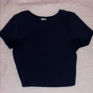 Garage Navy Ribbed Crop Top